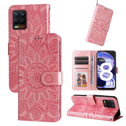 Embossed Sunflower Leather Phone Case, For OPPO Find X5 Lite / Reno7 5G Global, For OPPO Find X5, For OPPO Find X5 Pro, For OPPO Realme 8 4G / 8 Pro