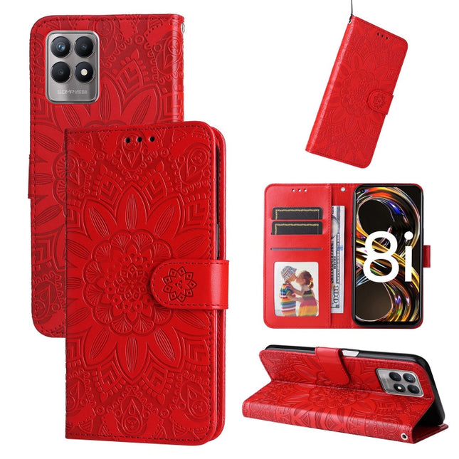 Embossed Sunflower Leather Phone Case, For OPPO Realme 8i / Narzo 50 4G, For OPPO Realme 9 Pro / 9 5G, For OPPO Realme C11 2021 / C20, For OPPO Realme C15 / C12 / C25