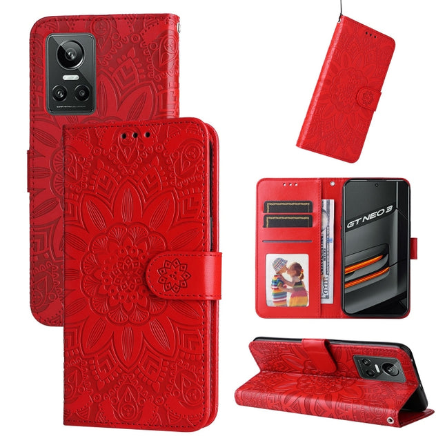 Embossed Sunflower Leather Phone Case, For OPPO Realme GT Neo3, For OPPO Realme 9i / A36 4G / A76 4G, For OPPO Reno7 4G / F21 Pro, For OPPO Reno7 Pro 5G