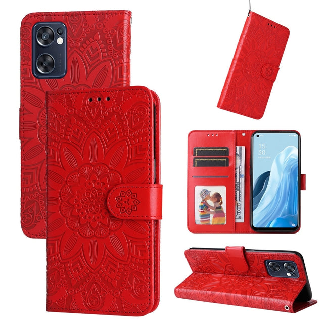 Embossed Sunflower Leather Phone Case, For OPPO Reno7 SE, For OPPO Reno7 Z / OnePlus Nord N20 5G, For OPPO Realme 9 Pro+