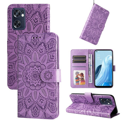Embossed Sunflower Leather Phone Case, For OPPO Reno7 SE, For OPPO Reno7 Z / OnePlus Nord N20 5G, For OPPO Realme 9 Pro+