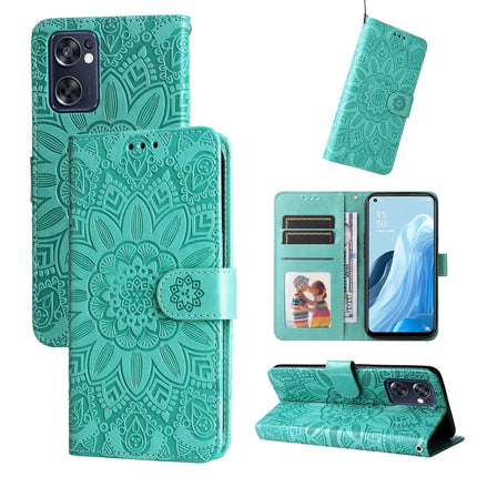 Embossed Sunflower Leather Phone Case, For OPPO Reno7 SE, For OPPO Reno7 Z / OnePlus Nord N20 5G, For OPPO Realme 9 Pro+