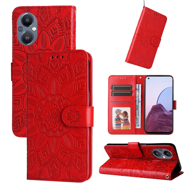 Embossed Sunflower Leather Phone Case, For OPPO Reno7 SE, For OPPO Reno7 Z / OnePlus Nord N20 5G, For OPPO Realme 9 Pro+