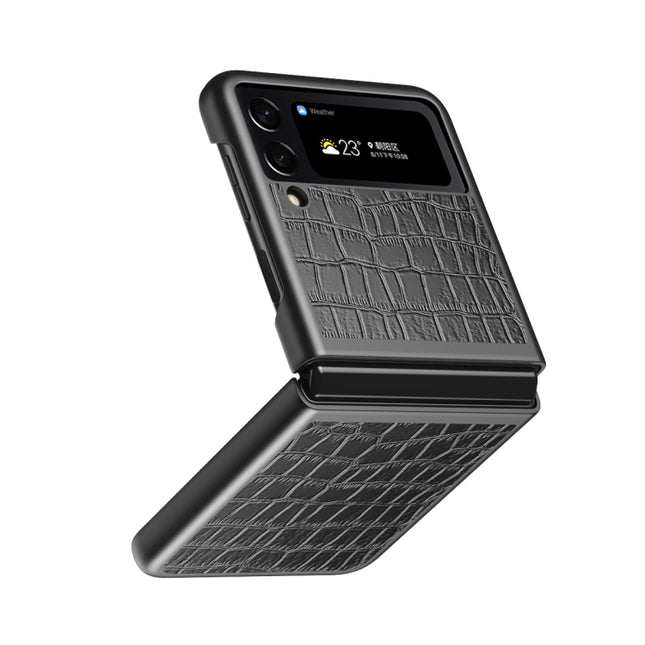 Crocodile Texture Leather Folding Protective Phone Case, For Samsung Galaxy Z Flip4