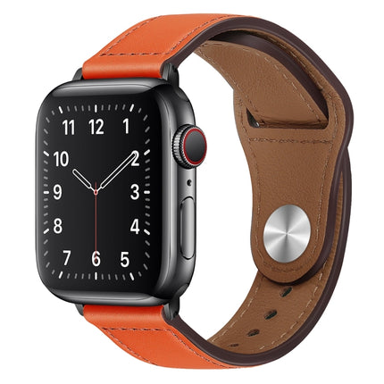PU Leather Black Buckle Watch Band For Apple Watch Series, 7 45mm / 6&SE&5&4 44mm / 3&2&1 42mm