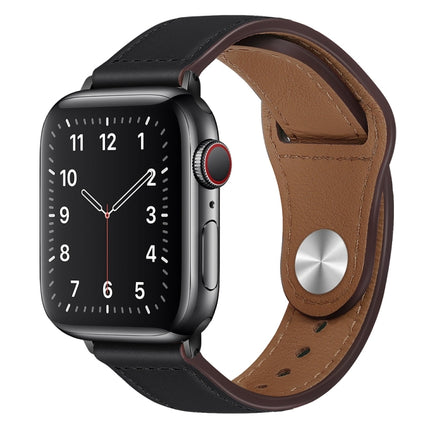 PU Leather Black Buckle Watch Band For Apple Watch Series, 7 45mm / 6&SE&5&4 44mm / 3&2&1 42mm