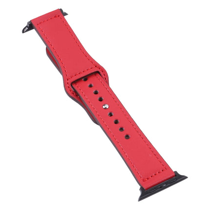 PU Leather Black Buckle Watch Band For Apple Watch Series, 7 45mm / 6&SE&5&4 44mm / 3&2&1 42mm