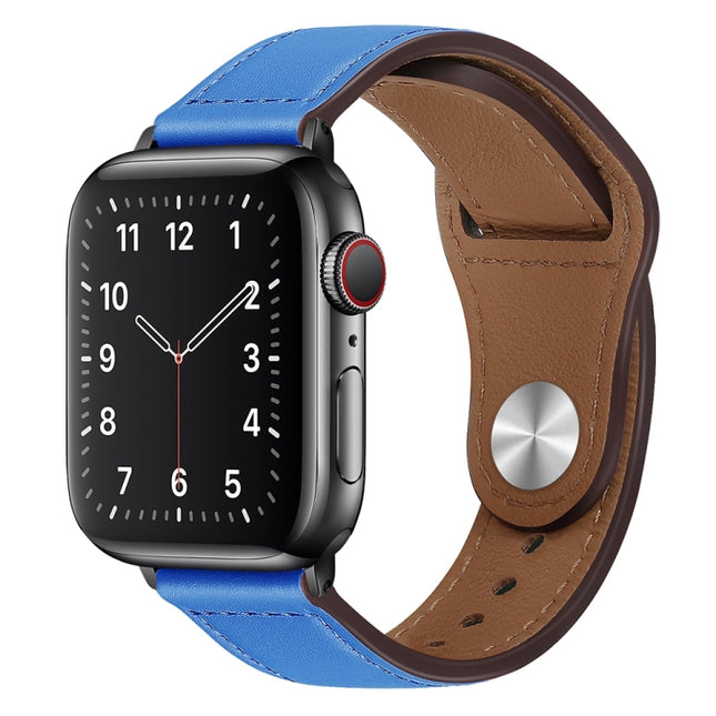 PU Leather Black Buckle Watch Band For Apple Watch Series, 7 41mm / 6&SE&5&4 40mm / 3&2&1 38mm