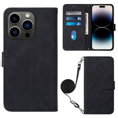 Crossbody 3D Embossed Flip Leather Phone Case, For iPhone 14, For iPhone 14 Plus, For iPhone 14 Pro, For iPhone 14 Pro Max