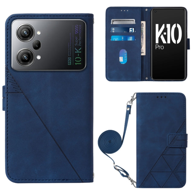 Crossbody 3D Embossed Flip Leather Phone Case, For OPPO K10 Pro 5G, For OPPO Reno8, For OPPO Reno8 Pro, For OPPO Reno8 Pro+