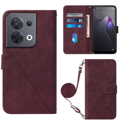 Crossbody 3D Embossed Flip Leather Phone Case, For OPPO Reno8, For OPPO Reno8 Pro, For OPPO Reno8 Pro+, For OnePlus Nord 2T