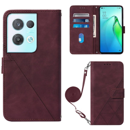 Crossbody 3D Embossed Flip Leather Phone Case, For OPPO Reno8, For OPPO Reno8 Pro, For OPPO Reno8 Pro+, For OnePlus Nord 2T