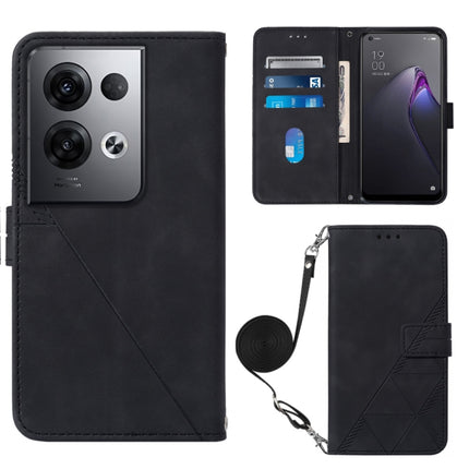 Crossbody 3D Embossed Flip Leather Phone Case, For OPPO Reno8, For OPPO Reno8 Pro, For OPPO Reno8 Pro+, For OnePlus Nord 2T