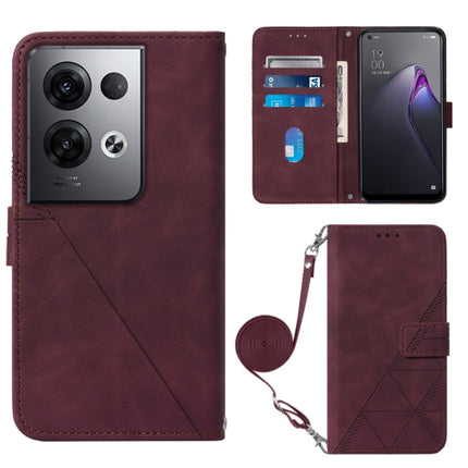 Crossbody 3D Embossed Flip Leather Phone Case, For OPPO Reno8, For OPPO Reno8 Pro, For OPPO Reno8 Pro+, For OnePlus Nord 2T