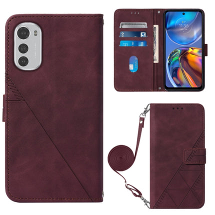 Crossbody 3D Embossed Flip Leather Phone Case, For Motorola Moto E32