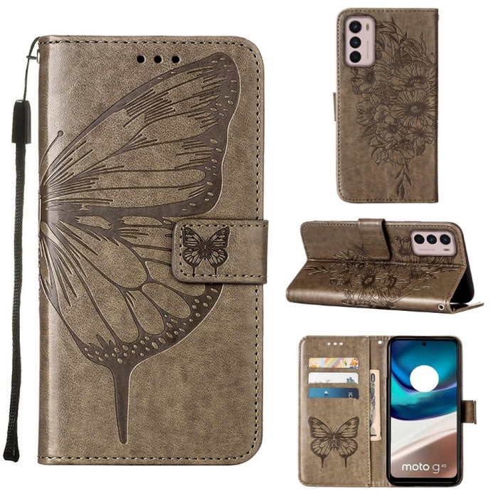 Embossed Butterfly Flip Leather Phone Case, For Motorola Moto G42, For Motorola Moto G52j 5G, For OPPO K10 Pro 5G
