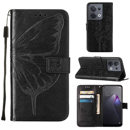 Embossed Butterfly Flip Leather Phone Case, For OPPO Reno8, For OPPO Reno8 Pro, For OPPO Reno8 Pro+