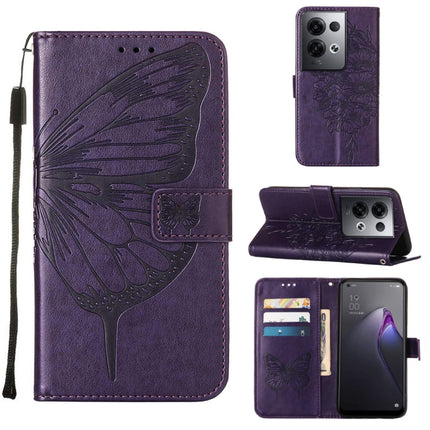Embossed Butterfly Flip Leather Phone Case, For OPPO Reno8, For OPPO Reno8 Pro, For OPPO Reno8 Pro+