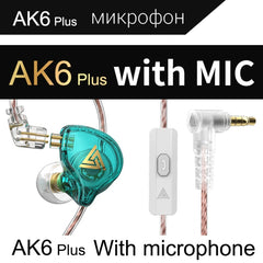 QKZ AK6 PLUS HiFi Bass Detachable Audio Cable Dynamic Heavy Bass Wired Earphone, with Mic, without Mic