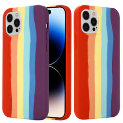 Rainbow Liquid Silicone Phone Case, For iPhone 14, For iPhone 14 Plus, For iPhone 14 Pro, For iPhone 14 Pro Max