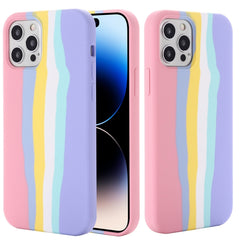 Rainbow Liquid Silicone Phone Case, For iPhone 14, For iPhone 14 Plus, For iPhone 14 Pro, For iPhone 14 Pro Max