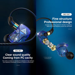 QKZ SK7 3.5mm Sports In-ear Copper Driver Wired HIFI Stereo Earphone with Mic