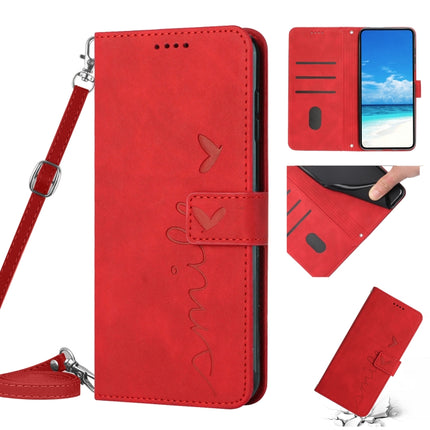 Skin Feel Heart Pattern Leather Phone Case with Lanyard, For Xiaomi Redmi Note 10 5G, For Xiaomi Redmi Note 10 Pro, For Xiaomi Redmi Note 11 Pro Global, For Xiaomi Redmi Note 11 Global