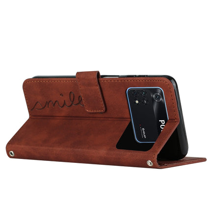 Skin Feel Heart Pattern Leather Phone Case with Lanyard, For Xiaomi Poco M4 Pro, For Xiaomi Poco X3 NFC, For Xiaomi Poco X4 Pro 5G