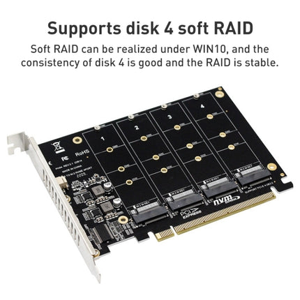 PH44 NVME 4 Disk Array Card PCI-E Signal Split Array Card