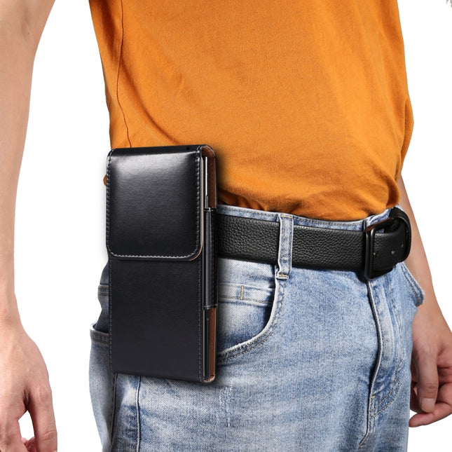 Men Glossy Texture Leather Portable Mobile Phone Waist Bag for 6.9 inch or below, 6.9 inch Glossy Texture