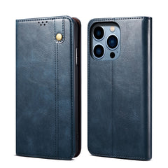 Simple Wax Crazy Horse Texture Horizontal Flip Leather Case, For iPhone 14, For iPhone 14 Plus, For iPhone 14 Pro, For iPhone 14 Pro Max