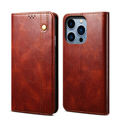 Simple Wax Crazy Horse Texture Horizontal Flip Leather Case, For iPhone 14, For iPhone 14 Plus, For iPhone 14 Pro, For iPhone 14 Pro Max