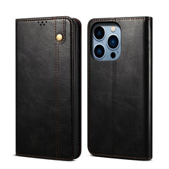 Simple Wax Crazy Horse Texture Horizontal Flip Leather Case, For iPhone 14, For iPhone 14 Plus, For iPhone 14 Pro, For iPhone 14 Pro Max