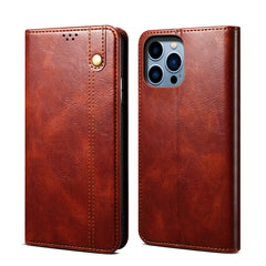 Simple Wax Crazy Horse Texture Horizontal Flip Leather Case, For iPhone 14, For iPhone 14 Plus, For iPhone 14 Pro, For iPhone 14 Pro Max