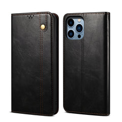 Simple Wax Crazy Horse Texture Horizontal Flip Leather Case, For iPhone 14, For iPhone 14 Plus, For iPhone 14 Pro, For iPhone 14 Pro Max