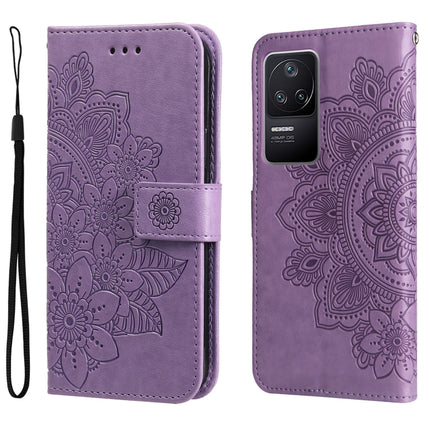 7-petal Flowers Embossing Leather Case, For Xiaomi Redmi K40S / Poco F4, For Xiaomi Redmi Note 11T Pro/Poco X4 GT