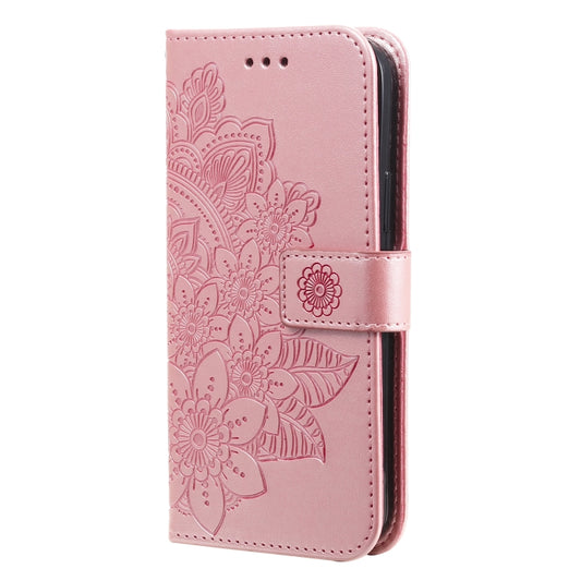 7-petal Flowers Embossing Leather Case, For iPhone 14, For iPhone 14 Plus, For iPhone 14 Pro, For iPhone 14 Pro Max