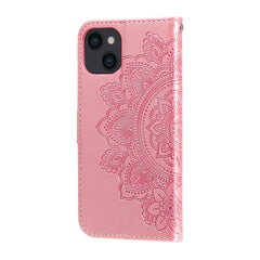 7-petal Flowers Embossing Leather Case, For iPhone 14, For iPhone 14 Plus, For iPhone 14 Pro, For iPhone 14 Pro Max