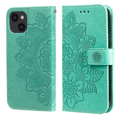 7-petal Flowers Embossing Leather Case, For iPhone 14, For iPhone 14 Plus, For iPhone 14 Pro, For iPhone 14 Pro Max