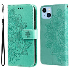 7-petal Flowers Embossing Leather Case, For iPhone 14, For iPhone 14 Plus, For iPhone 14 Pro, For iPhone 14 Pro Max