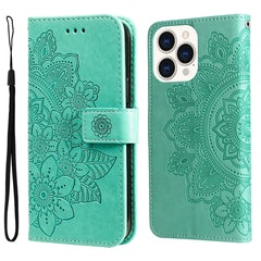 7-petal Flowers Embossing Leather Case, For iPhone 14, For iPhone 14 Plus, For iPhone 14 Pro, For iPhone 14 Pro Max