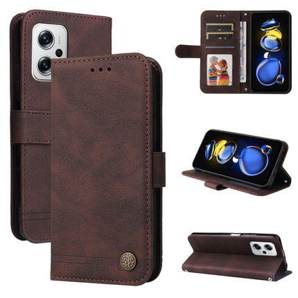 Skin Feel Life Tree Metal Button Leather Case, For Xiaomi Redmi K40S / Poco F4, For Xiaomi Redmi Note 11T Pro/Poco X4 GT