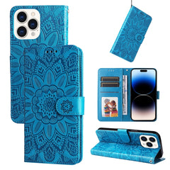 Embossed Sunflower Leather Phone Case, For iPhone 14, For iPhone 14 Plus, For iPhone 14 Pro, For iPhone 14 Pro Max