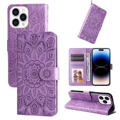 Embossed Sunflower Leather Phone Case, For iPhone 14, For iPhone 14 Plus, For iPhone 14 Pro, For iPhone 14 Pro Max