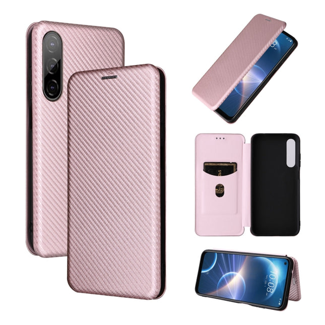 Carbon Fiber Texture Magnetic Flip Leather Phone Case, For HTC Desire 22 Pro, For Realme C30, For Nokia C21 Plus, For Xiaomi 12S Ultra