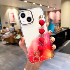 Gold Halo Marble Pattern Case with Bracelet, For iPhone 14, For iPhone 14 Plus, For iPhone 14 Pro, For iPhone 14 Pro Max, For iPhone 13, For iPhone 13 Pro, For iPhone 13 Pro Max, For iPhone 12