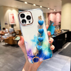 Gold Halo Marble Pattern Case with Bracelet, For iPhone 14, For iPhone 14 Plus, For iPhone 14 Pro, For iPhone 14 Pro Max, For iPhone 13, For iPhone 13 Pro, For iPhone 13 Pro Max, For iPhone 12