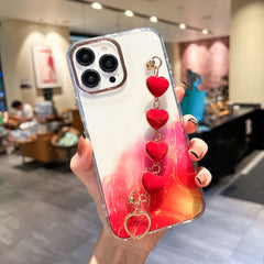 Gold Halo Marble Pattern Case with Bracelet, For iPhone 14, For iPhone 14 Plus, For iPhone 14 Pro, For iPhone 14 Pro Max, For iPhone 13, For iPhone 13 Pro, For iPhone 13 Pro Max, For iPhone 12