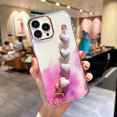 Gold Halo Marble Pattern Case with Bracelet, For iPhone 14, For iPhone 14 Plus, For iPhone 14 Pro, For iPhone 14 Pro Max, For iPhone 13, For iPhone 13 Pro, For iPhone 13 Pro Max, For iPhone 12