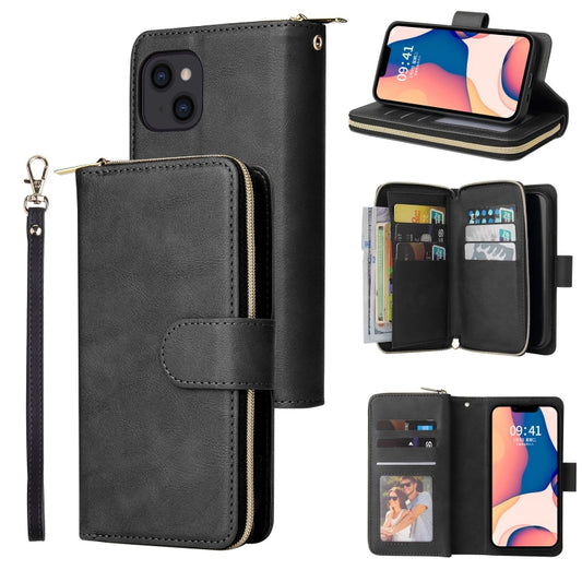 9 Card Slots Zipper Wallet Bag Leather Phone Case, For iPhone 14, For iPhone 14 Plus, For iPhone 14 Pro, For iPhone 14 Pro Max